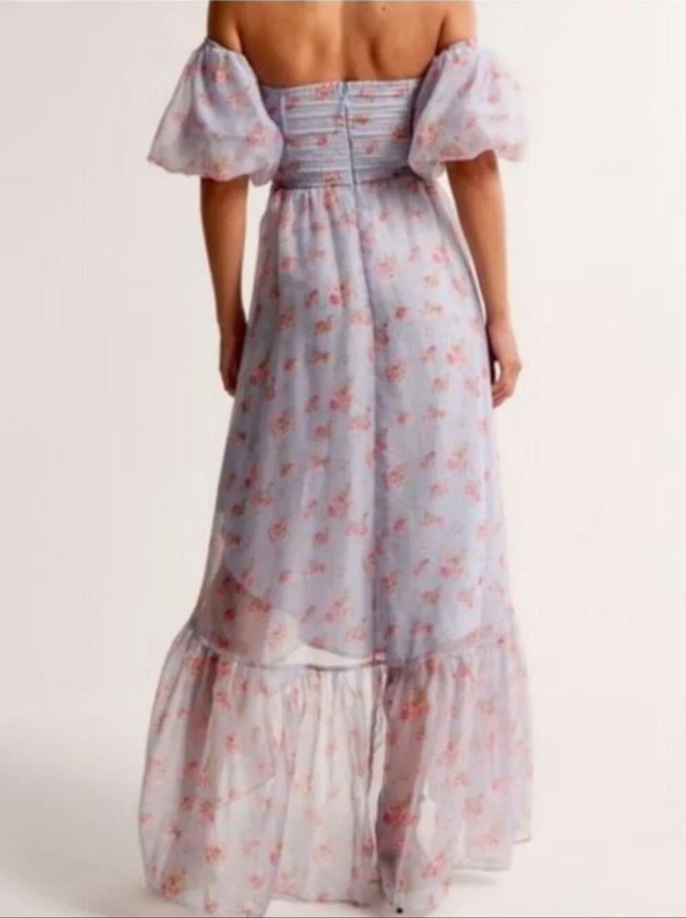Abercrombie & Fitch Emerson Drama Maxi Dress Off-The-Shoulder Floral Ruffle LP